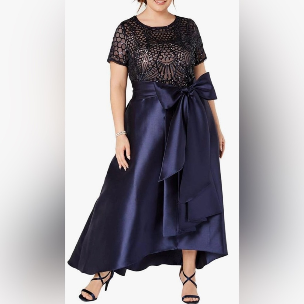 R & M Richards Navy Blue Evening Dress